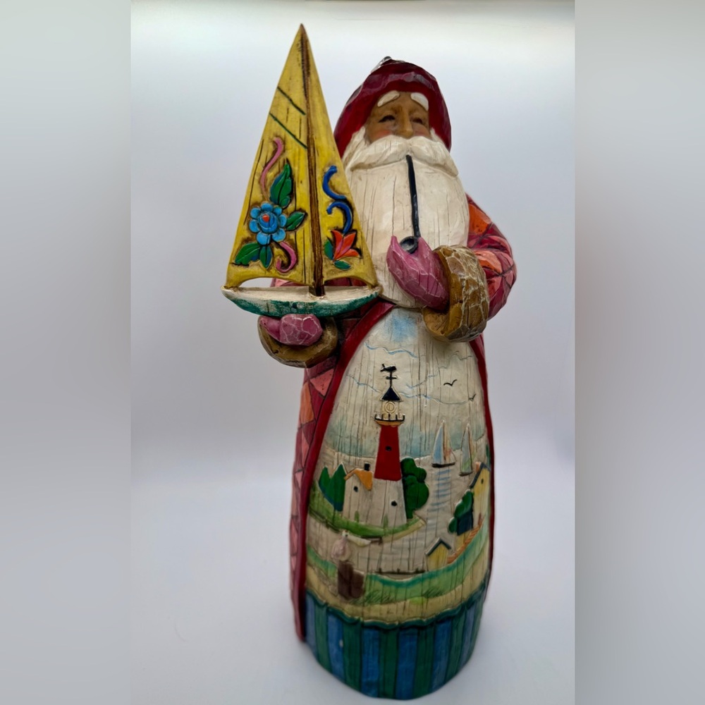 JIM SHORE “A‎ SHIP SAILS IN BEARING GIFTS” SANTA FIGURINE 112239 Signed